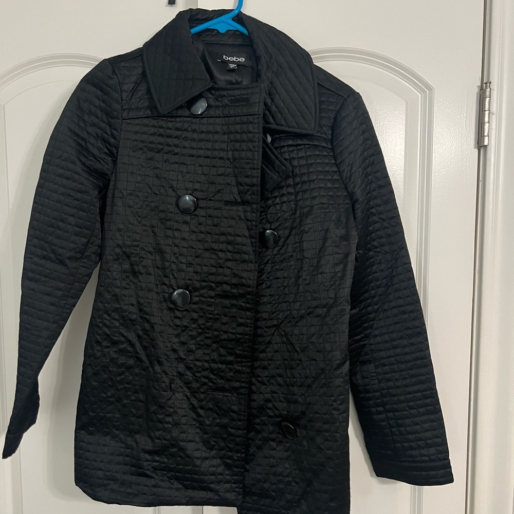 Bebe black trench coat. **missing the bottom button.